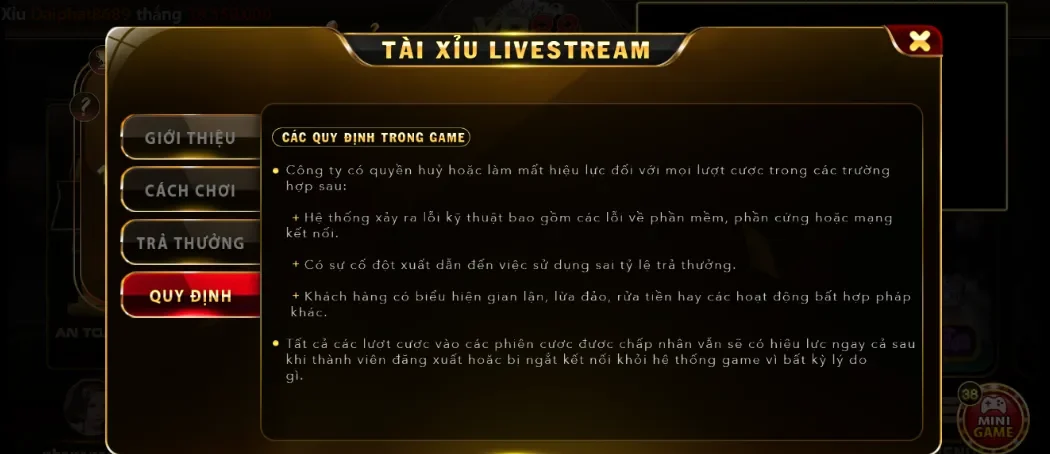 Quy định cá cược Tài Xỉu Livestream tại Yo88